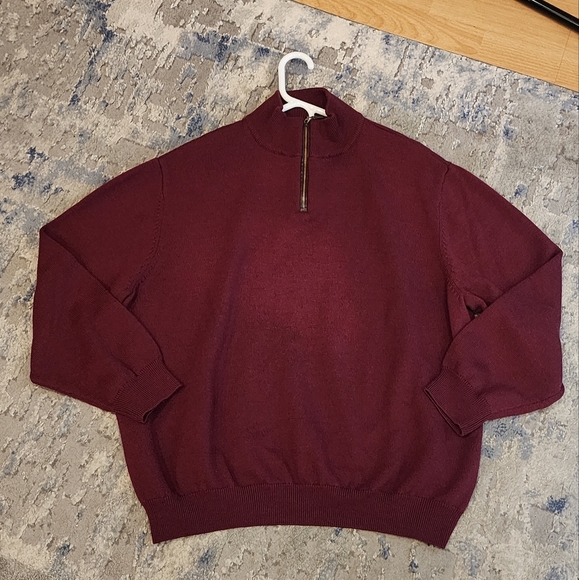 Viyella 100% Merino Wool Maroon 1/2 Zip Sweater Mens Size XXL - Picture 5 of 16